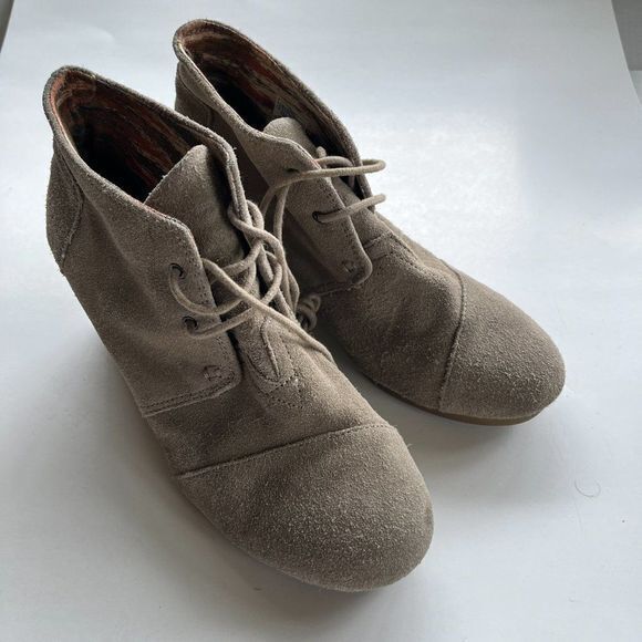 TOMS Women's Kala Desert Wedge Bootie Desert Taupe Suede Size 9.5 Ankle … - Picture 6 of 8